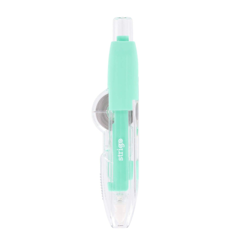Corectoare - Bandă corectoare Strigo tip pix, 5mm x 8m, cu mecanism, corp verde mint