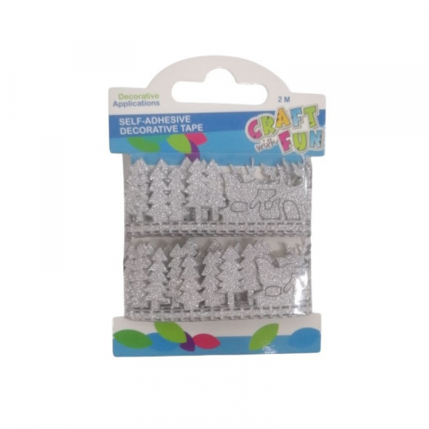 Produse art & craft-Lucru manual - Banda decorativa autoadeziva cu sclipici pentru activitati crafts,spuma,2 metri