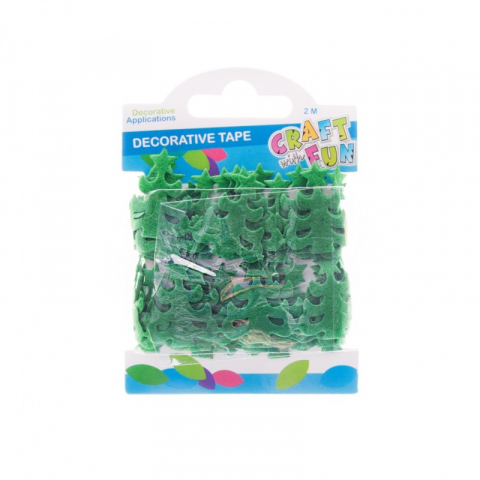 Panglici si snururi decorative - Banda decorativa pentru activitati crafts,bradut verde,fetru,3 cm x 2 m