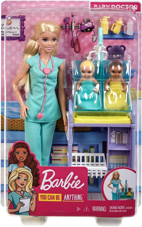 Jocuri si articole copii - Barbie Cariere Set cu Papusa Doctor Pediatru 