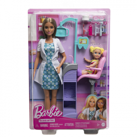 Papusi & accesorii - BARBIE CARIERE SET MOBILIER CU PAPUSA DOCTOR STOMATOLOG SATENA
