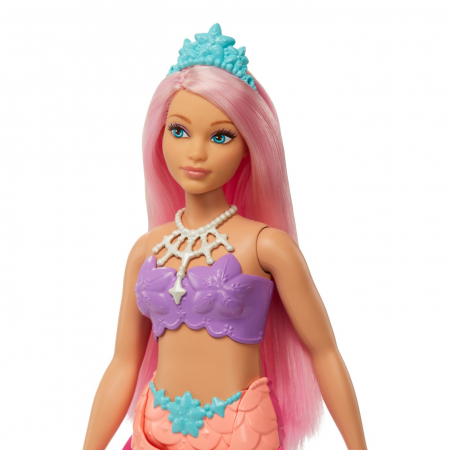 Barbie dreamtopia papusa sirena cu par roz si coada corai [4]