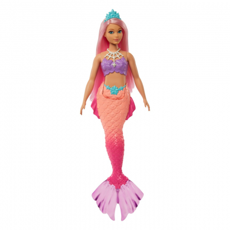 Barbie dreamtopia papusa sirena cu par roz si coada corai [3]