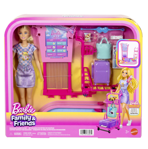 Jocuri si articole copii - BARBIE FAMILY AND FRIENDS SET BAGAJE LA AEROPORT