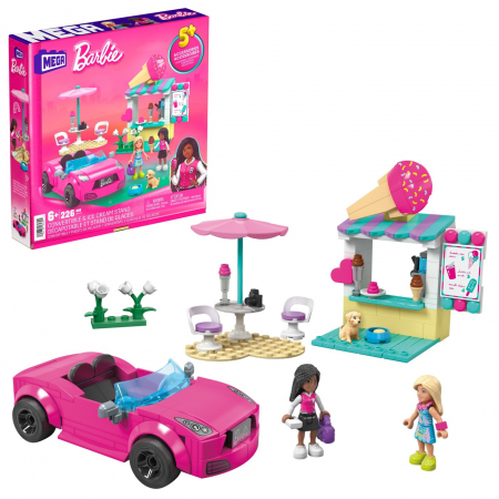 Barbie Mega Bloks - Set de Joacă Mașină Decapotabilă și Stand de Înghețată  [4]