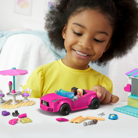 Barbie Mega Bloks - Set de Joacă Mașină Decapotabilă și Stand de Înghețată  [3]