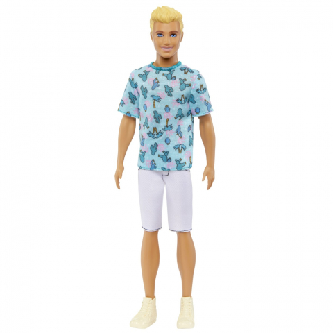 Barbie Papusa Baiat Fashionistas Blond Cu Tricou Cu Imprimeu Cu Cactusi [1]
