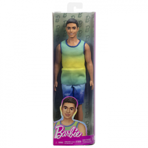 Papusi & accesorii - BARBIE PAPUSA BAIAT FASHIONISTAS BRUNET CU MAIOU OMBRE SI PANTALONI SCURTI DE BLUGI