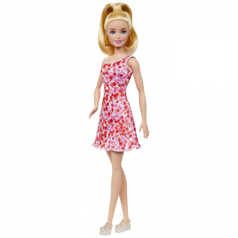 BARBIE PAPUSA BARBIE FASHIONISTA BLONDA CU PARUL PRINS IN COADA SI ROCHIE CU FLORICELE [4]