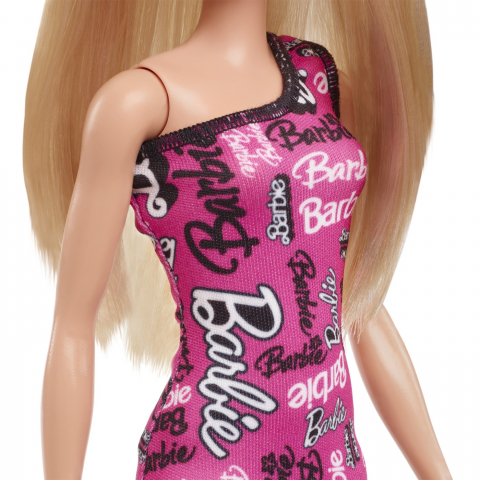 BARBIE PAPUSA CLASICA BLONDA CU ROCHITA ROZ CU IMPRIMEU BARBIE [5]