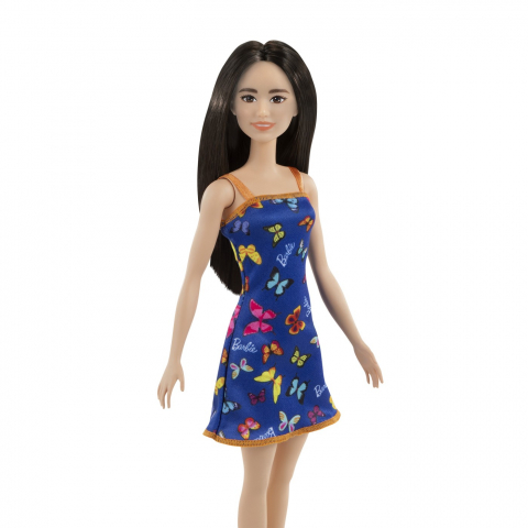 BARBIE PAPUSA CLASICA SATENA CU ROCHITA ALBASTRA CU IMPRIMEU CU FLUTURI [3]