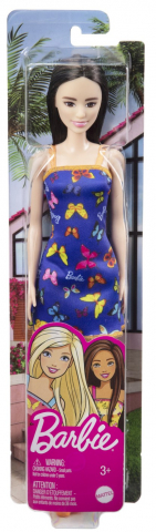 Papusi & accesorii - BARBIE PAPUSA CLASICA SATENA CU ROCHITA ALBASTRA CU IMPRIMEU CU FLUTURI