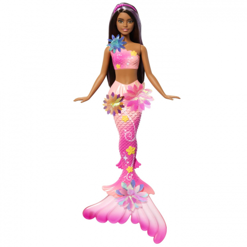 BARBIE PAPUSA SIRENA FLOAREA MAGICA CU PAR BRUNET SI COADA ROZ [1]