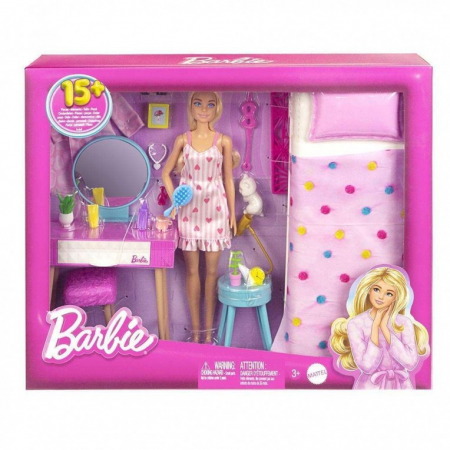 Jocuri si articole copii - Barbie Set Papusa Barbie Si Dormitorul Lui Barbie