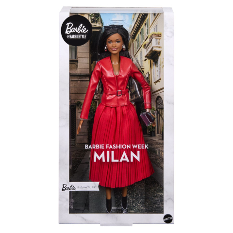 Jocuri si articole copii - BARBIE SIGNATURE SAPTAMANA MODEI LA MILANO PAPUSA BARBIE TINUTA ROSIE