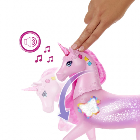 BARBIE UNICORN ROZ CU LUMINI STRALUCITOARE SI SUNETE [5]
