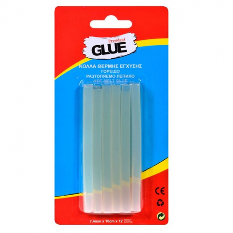 Baton silicon,lipire la cald,7.4mmx10cm,12 bucati/set,transparent