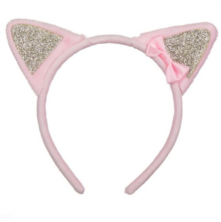 Jocuri si articole copii - Bentita copii cu urechi piscuta roz glitter
