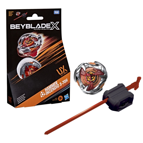 BEYBLADE X LET IT RIP SET LANSATOR SI ROATA HAMMER INCENDIO 3-70H [1]