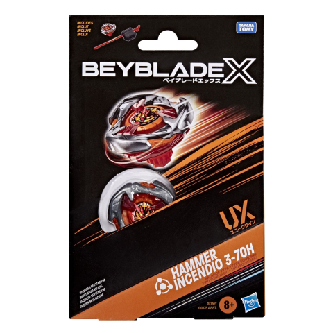 Figurine cu eroi si personaje - BEYBLADE X LET IT RIP SET LANSATOR SI ROATA HAMMER INCENDIO 3-70H