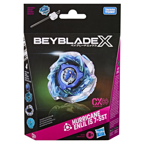 Vehicule și mașinuțe - BEYBLADE X LET IT RIP SET LANSATOR SI ROATA HURRICANE ENLIL IS 7-55T