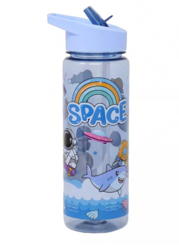 Sport & Activitati in aer liber - Bidon de apa pentru copii, model astronaut, albastru,plastic,500 ml