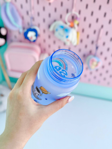 Bidon de apa pentru copii, model astronaut, albastru,plastic,500 ml [3]