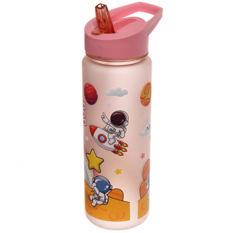 Bidon de apa pentru copii, model astronaut, roz,plastic,500 ml [1]