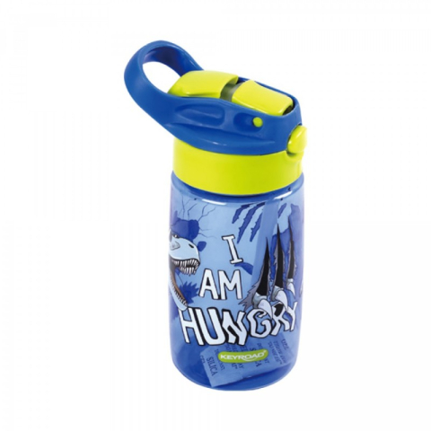 Bidoane si Sticle de apa - Bidon pentru apa cu maner,plastic, 450 ml, albastru,design dinozaur