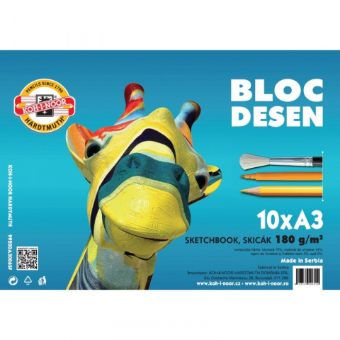 Hartie creatie - Bloc desen A3 180g,10 coli, Koh-i-noor-Girafa