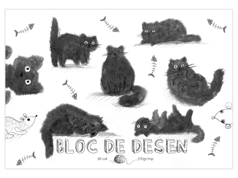 Blocuri desen - Bloc desen A3 Pufosenii nocturne, 16 file, hartie 170 g/mp, landscape