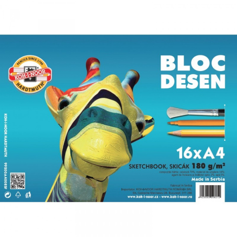 Hartie creatie - Bloc desen A4 180g,16 coli, Koh-i-noor-Girafa