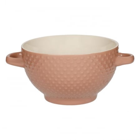 Articole Bucatarie - Bol Ceramica Roz cu Manere - Perfect pentru Servirea Supei!