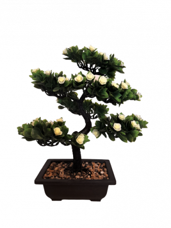 Decoratiuni - Bonsai decorativ artificial in ghiveci cu flori albe