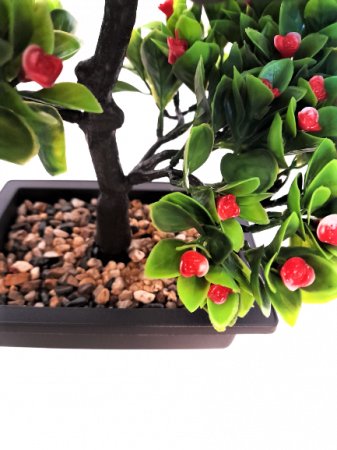 Bonsai decorativ artificial cu flori rosii [2]
