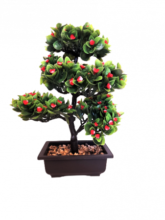 Decoratiuni - Bonsai decorativ artificial cu flori rosii