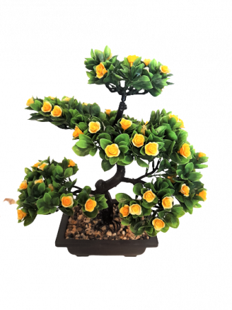 Bonsai decorativ artificial in ghiveci cu flori galbene [1]