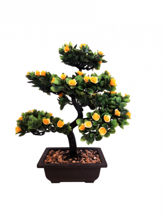 Decoratiuni - Bonsai decorativ artificial in ghiveci cu flori galbene