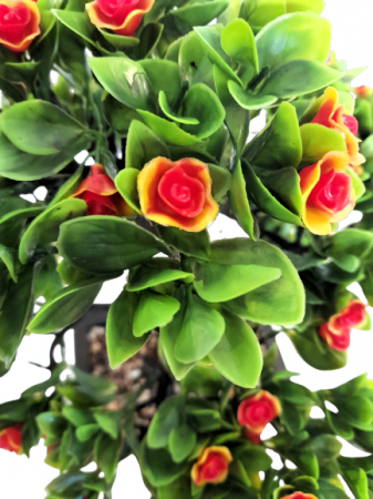 Bonsai decorativ artificial in ghiveci cu flori portocalii [2]