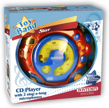 Jucarii muzicale - Bontempi CD Player Portabil cu 2 Microfoane și Adaptor 