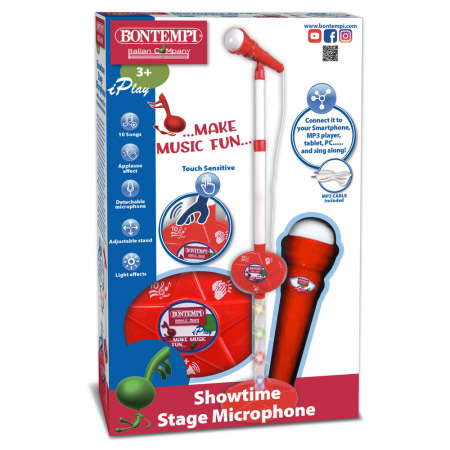 Jucarii muzicale - Bontempi micrfon cu stativ rosu