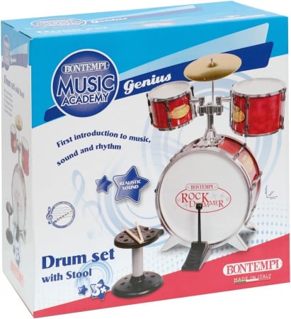 Jucarii muzicale - Bontempi Set Tobe de Metal 4 Piese Roșu 