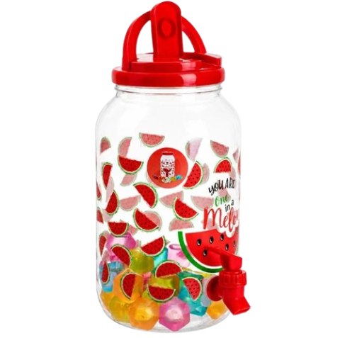 Borcan pentru limonada cu robinet si cuburi reutilizabile, 3.8L, model pepene rosu [1]