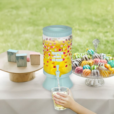 Borcan pentru limonada cu robinet si suport, imprimeu fructe, 6.6 litri [3]