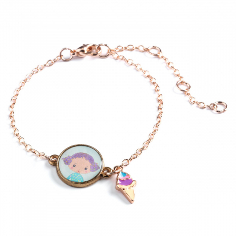 Jocuri si articole copii - Bratara metalica reglabila cu medalion Tutti pentru fetite,13 cm