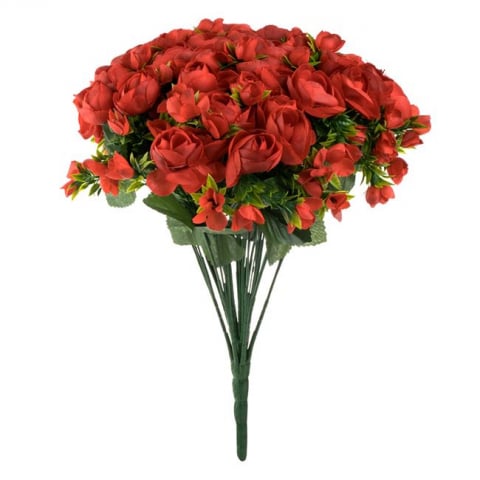 Decoratiuni - Buchet decorativ artificial cu flori de trandafiri rosii,plastic,38 cm