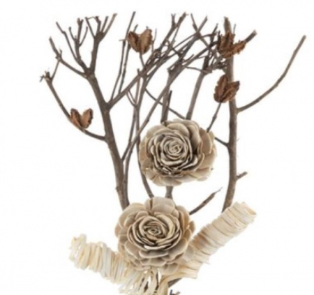 Buchet flori uscate decorative artificiale in vaza tip sticla [4]