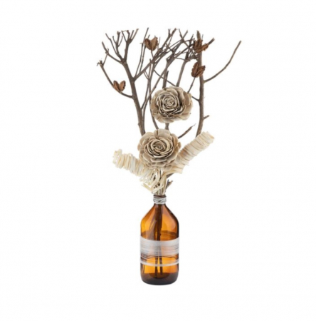 Decoratiuni - Buchet flori uscate decorative artificiale in vaza tip sticla