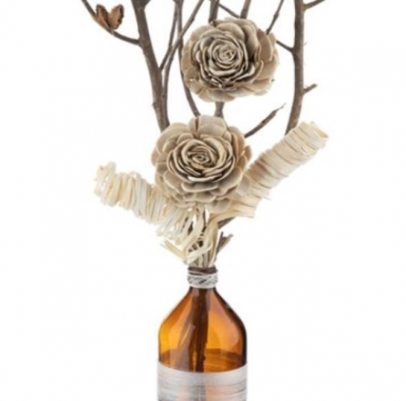 Buchet flori uscate decorative artificiale in vaza tip sticla [3]