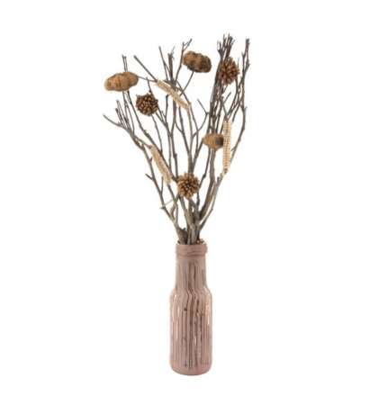 Decoratiuni - Buchet flori uscate decorative artificiale in vaza tip sticla